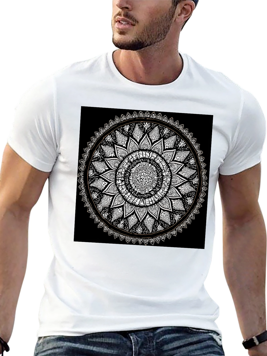 Mandala Print Black T-Shirt