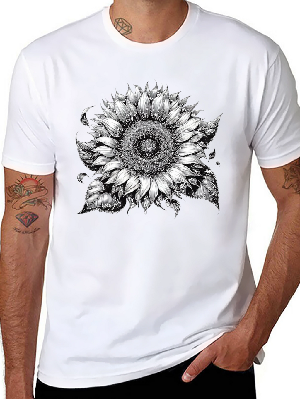Sunflower Graphic T-Shirt - Black Cotton Blend