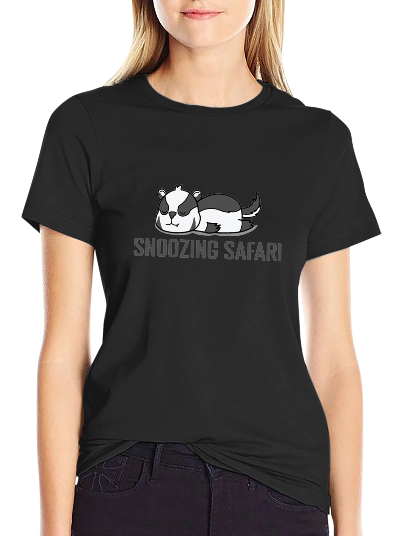 Snoozing Safari Tee - Relaxed Fit Black T-Shirt