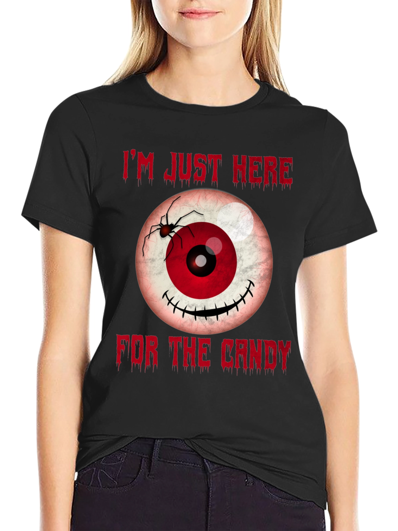 Halloween Eyeball T-Shirt - Im Just Here for the Candy