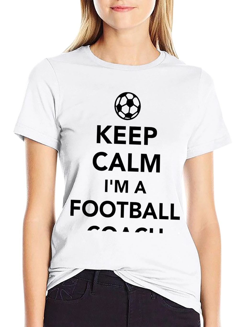 Keep Calm Football Coach T-Shirt - Black Cotton