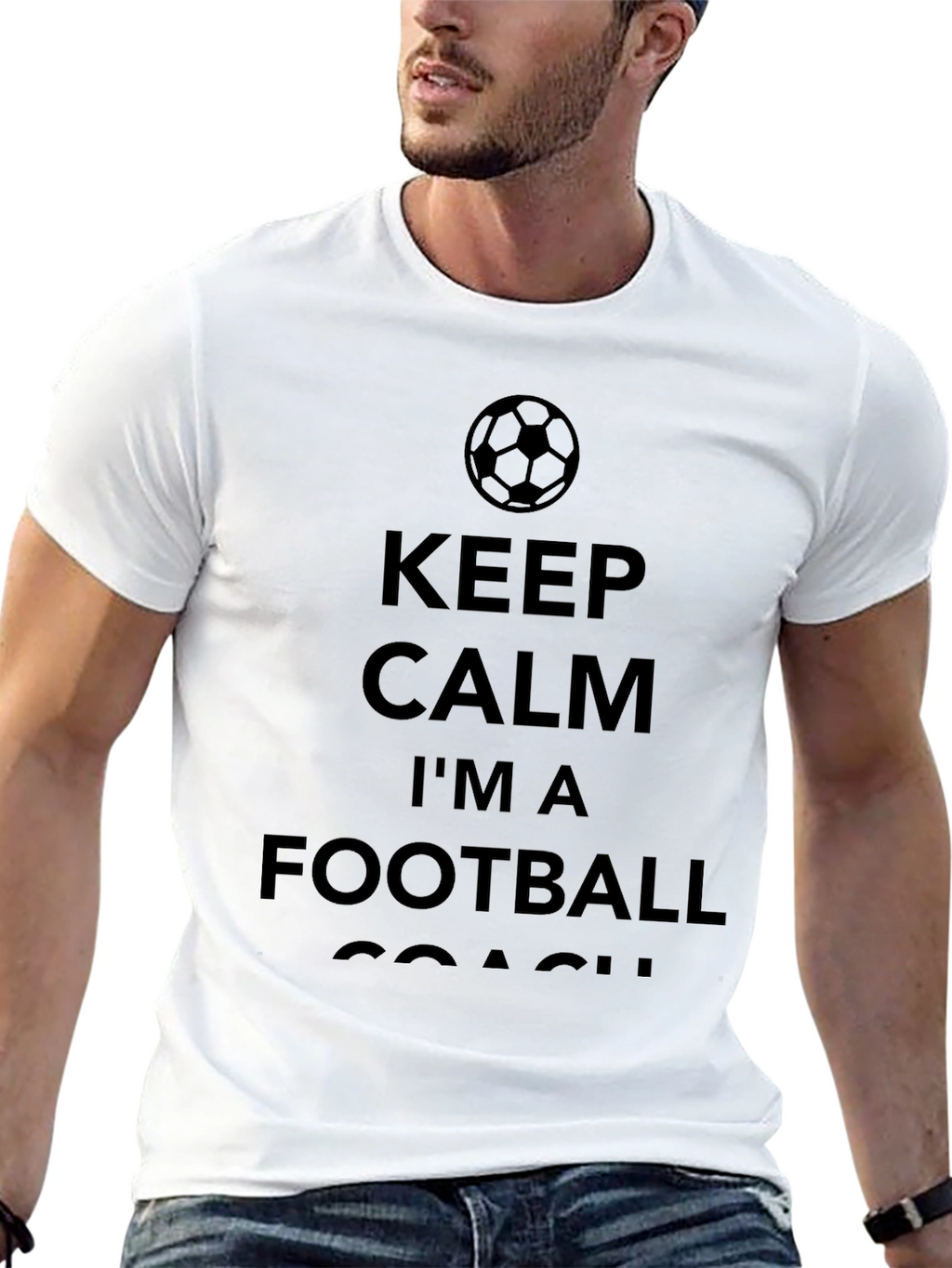 Keep Calm Football Coach T-Shirt - Black Cotton