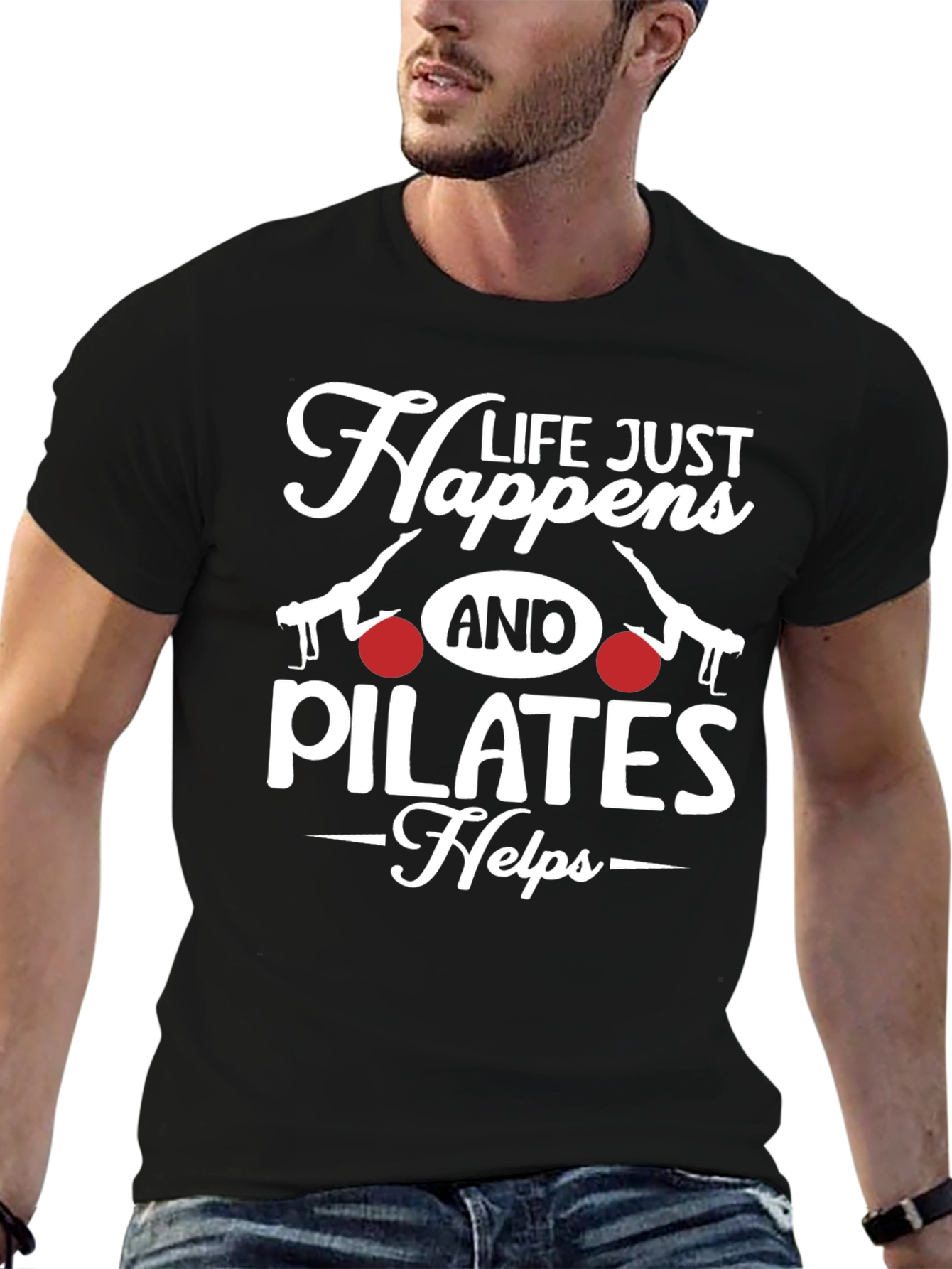 Life Happens Pilates T-Shirt - Mens Graphic Tee
