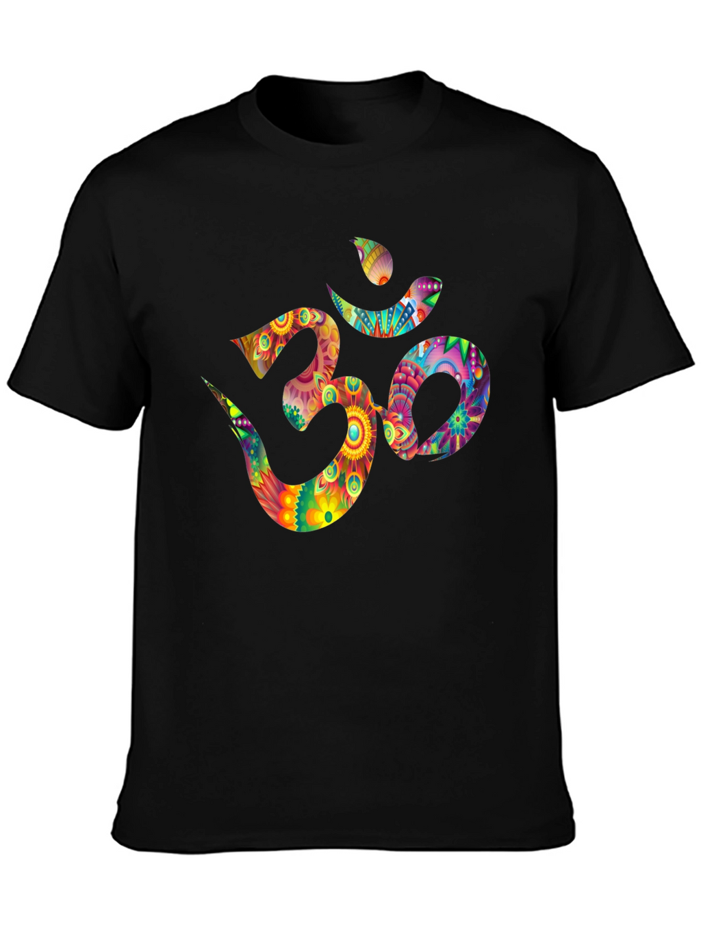 Om Symbol Graphic Tee - Vibrant Floral Design