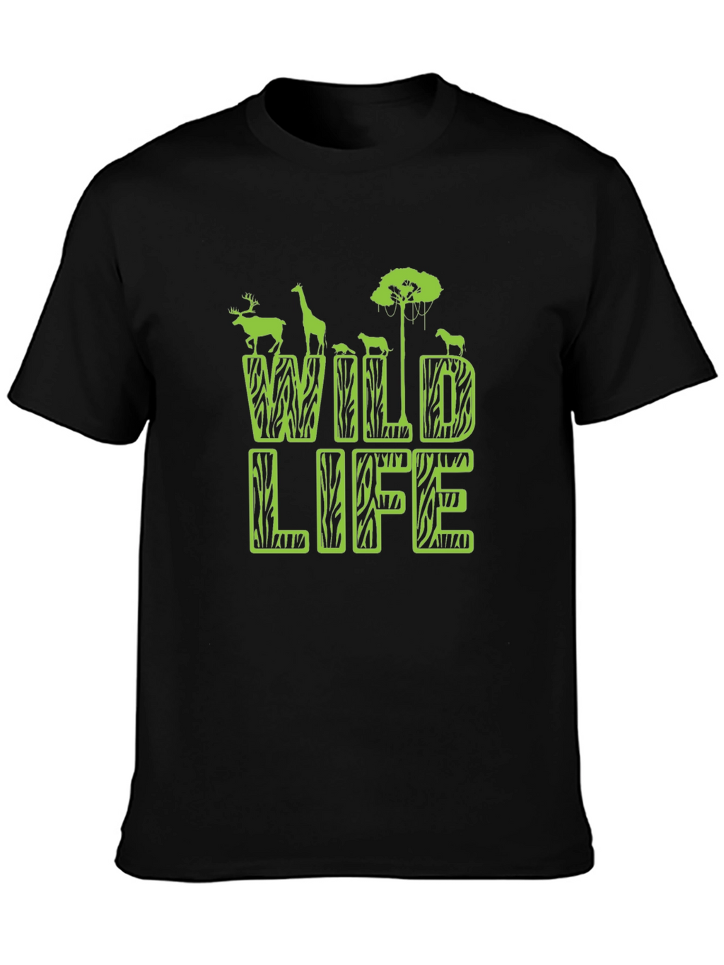 Wildlife Graphic Print Mens Black T-Shirt
