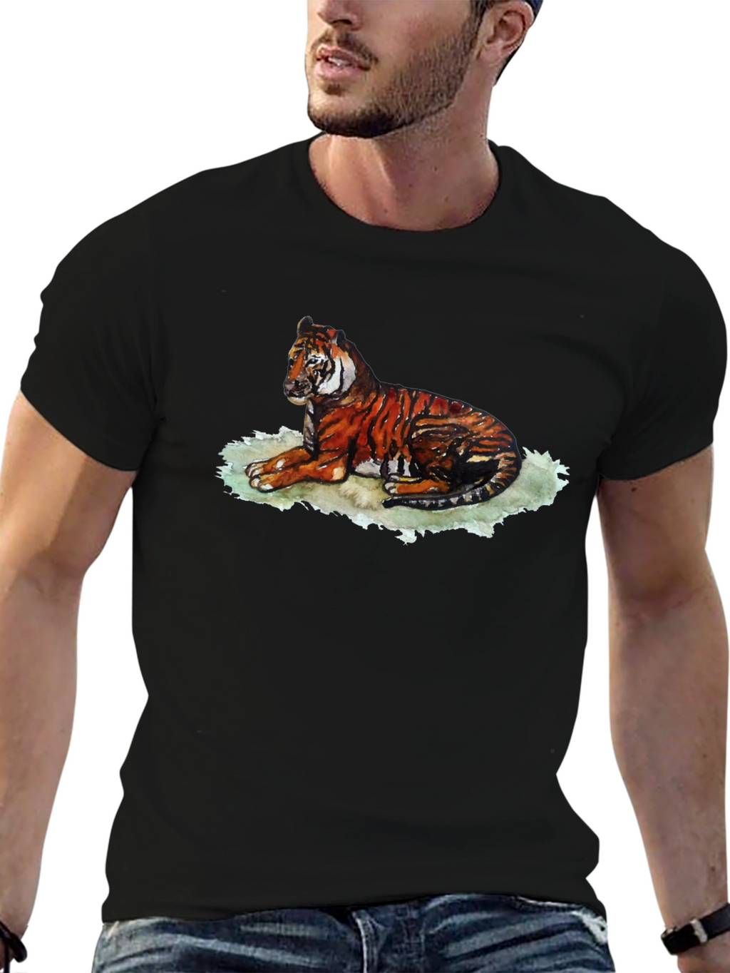 Tiger Graphic T-Shirt - Black Relaxed Fit