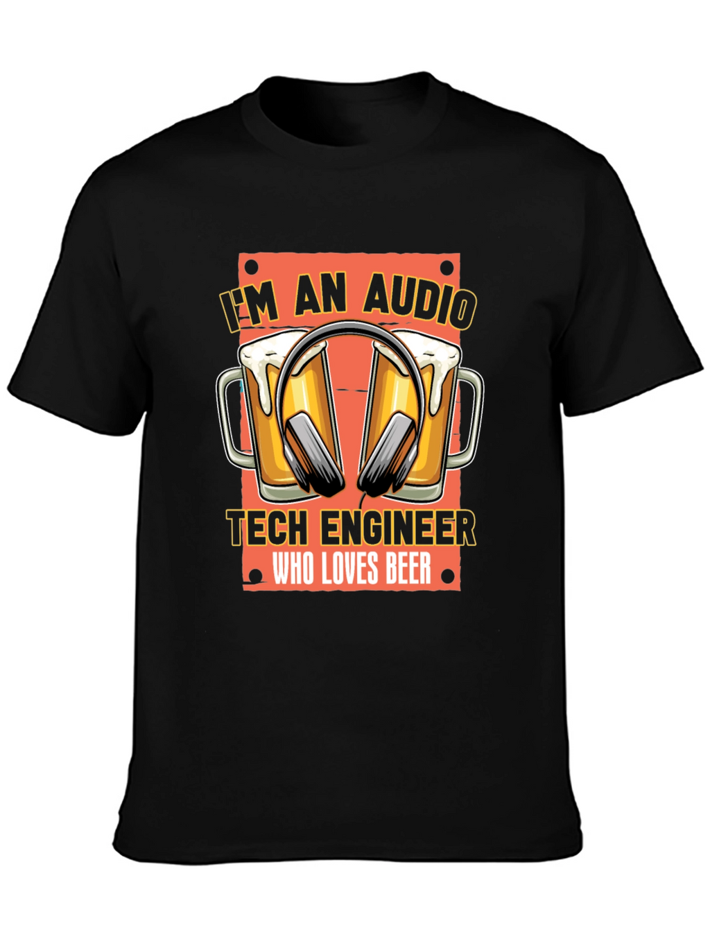 Audio Tech Engineer Beer Lover Black T-Shirt