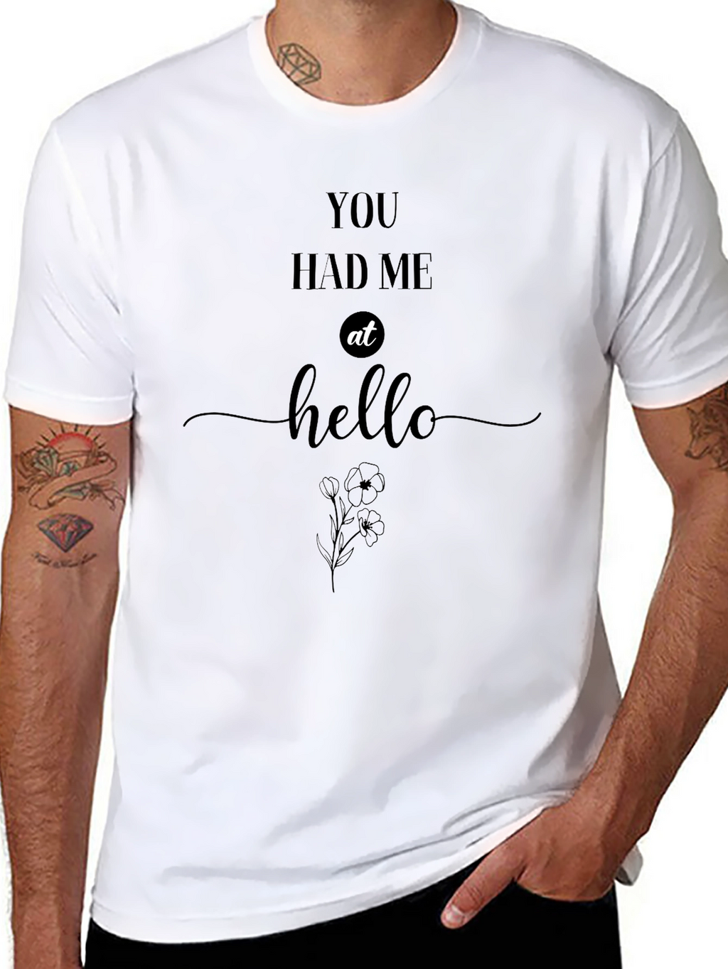 You Had Me At Hello Black Graphic Tee