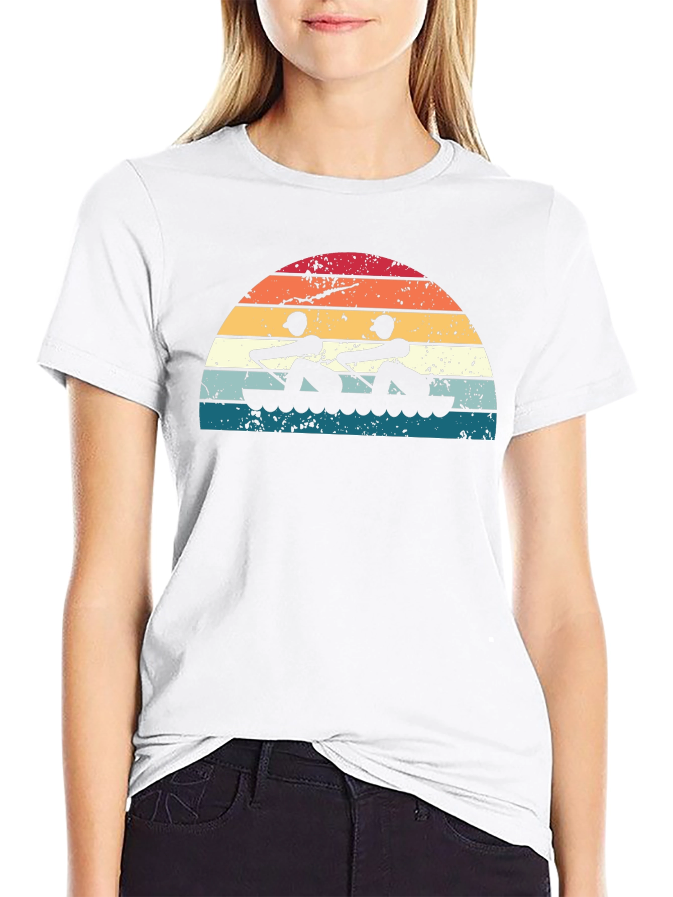 Rowing Sunset Graphic Tee - Black