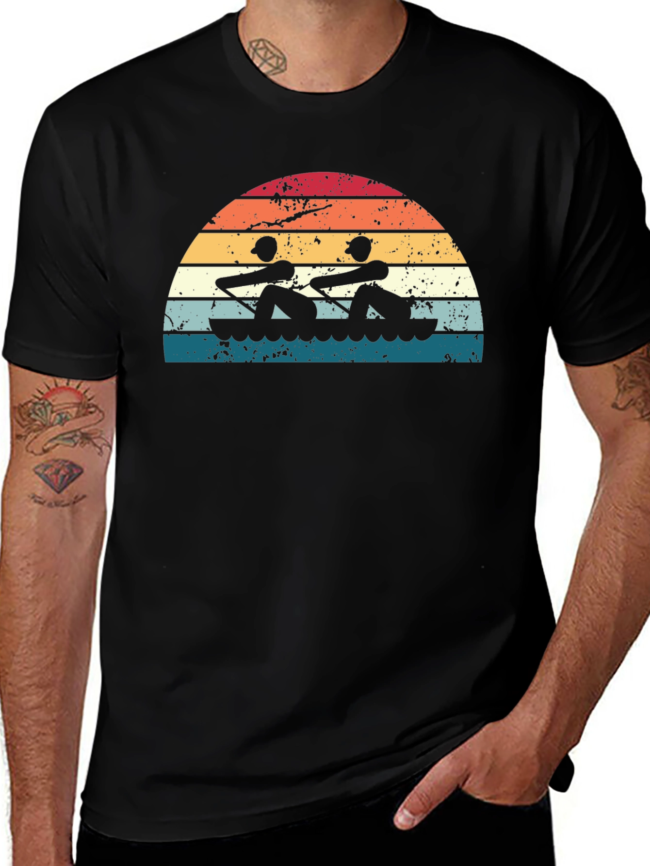Rowing Sunset Graphic Tee - Black