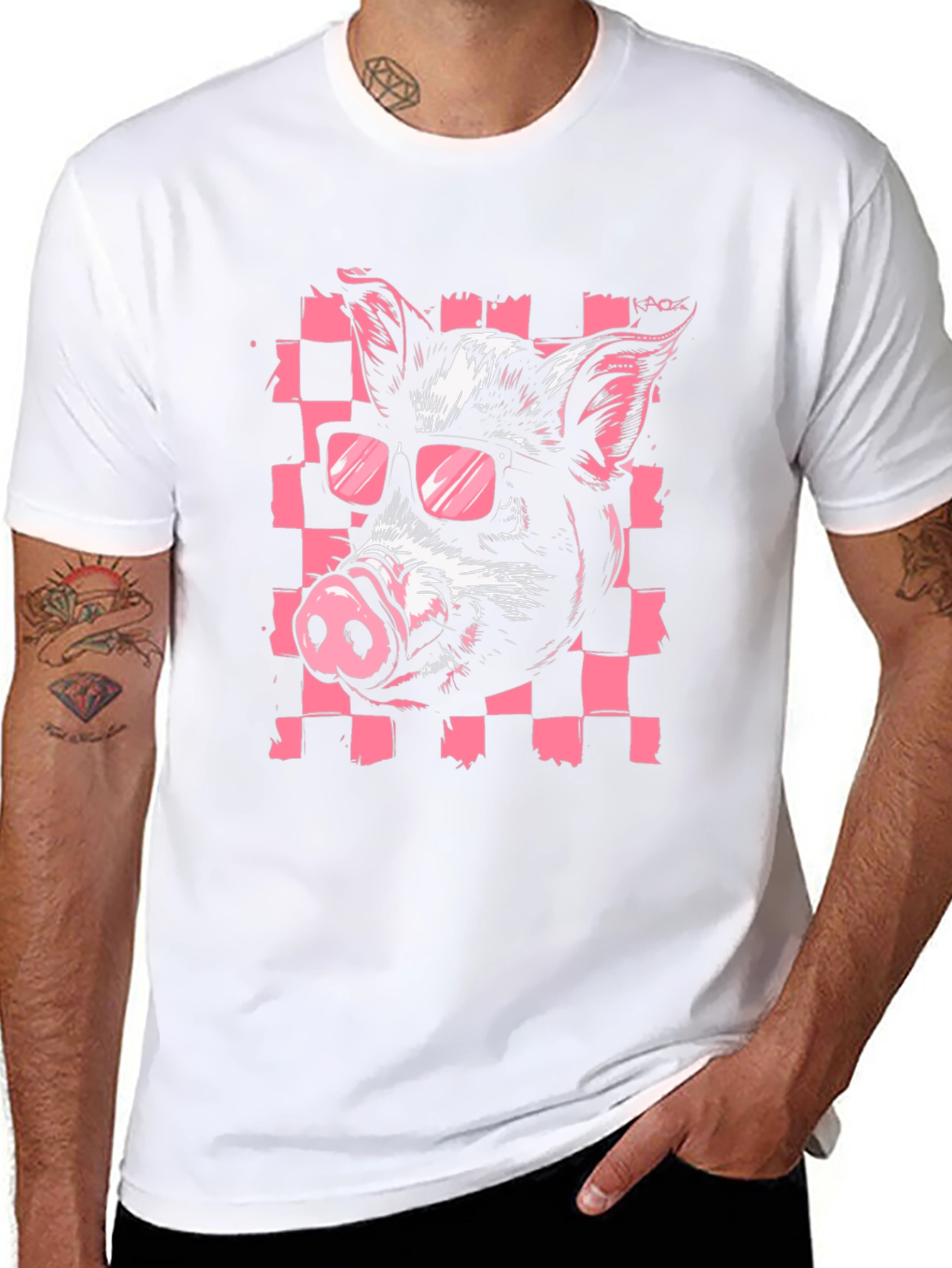 Cool Pig Graphic Print Black T-Shirt