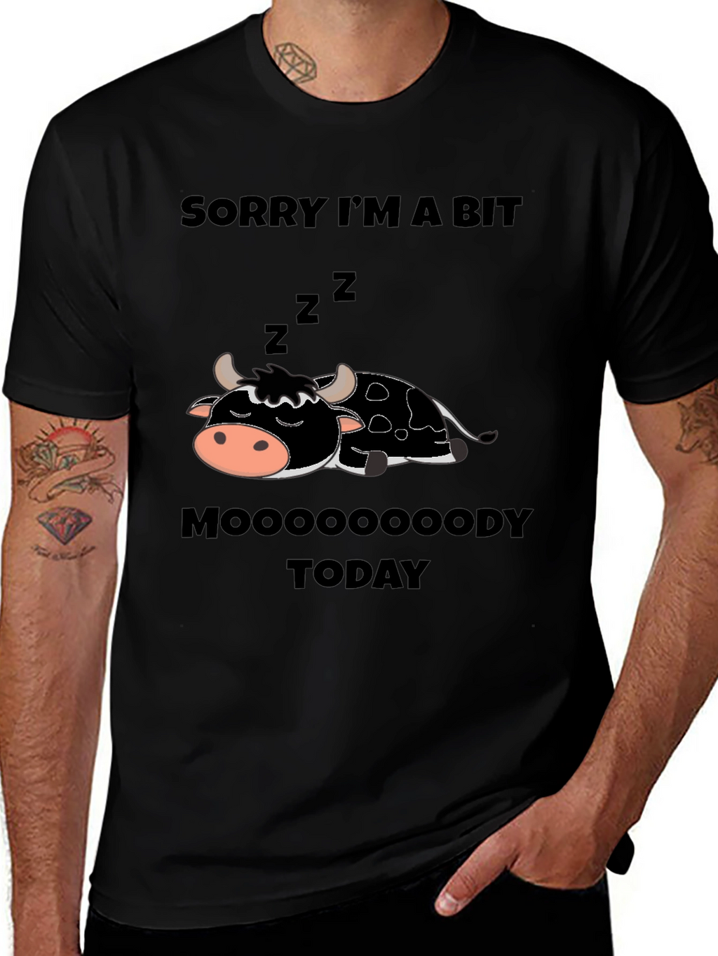 Moody Cow Graphic Tee - Funny Novelty Shirt