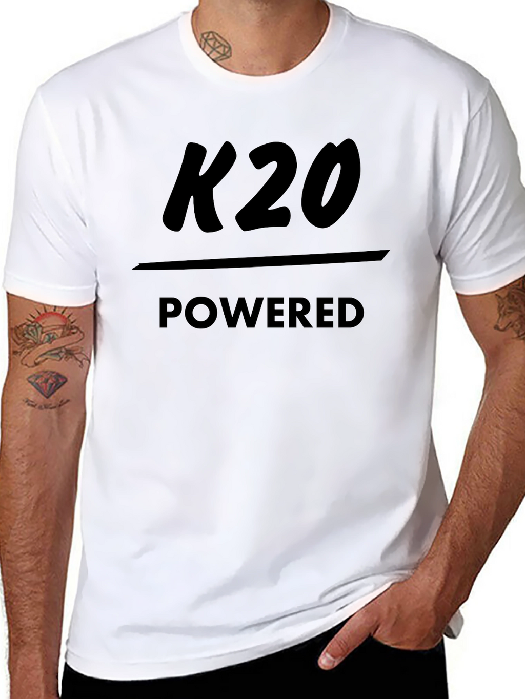 K20 Powered Black T-Shirt - Engine Enthusiast Apparel