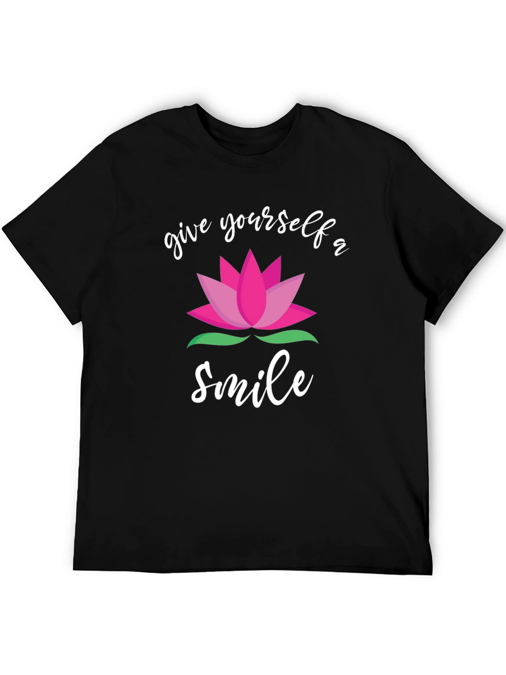 Give Yourself A Smile Lotus Graphic Black T-Shirt