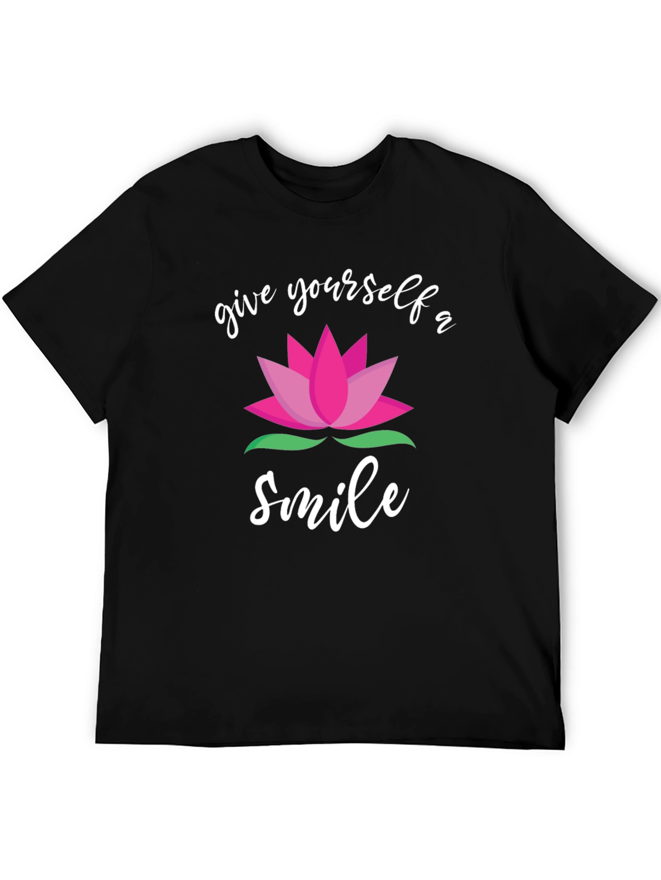 Give Yourself A Smile Lotus Graphic Black T-Shirt