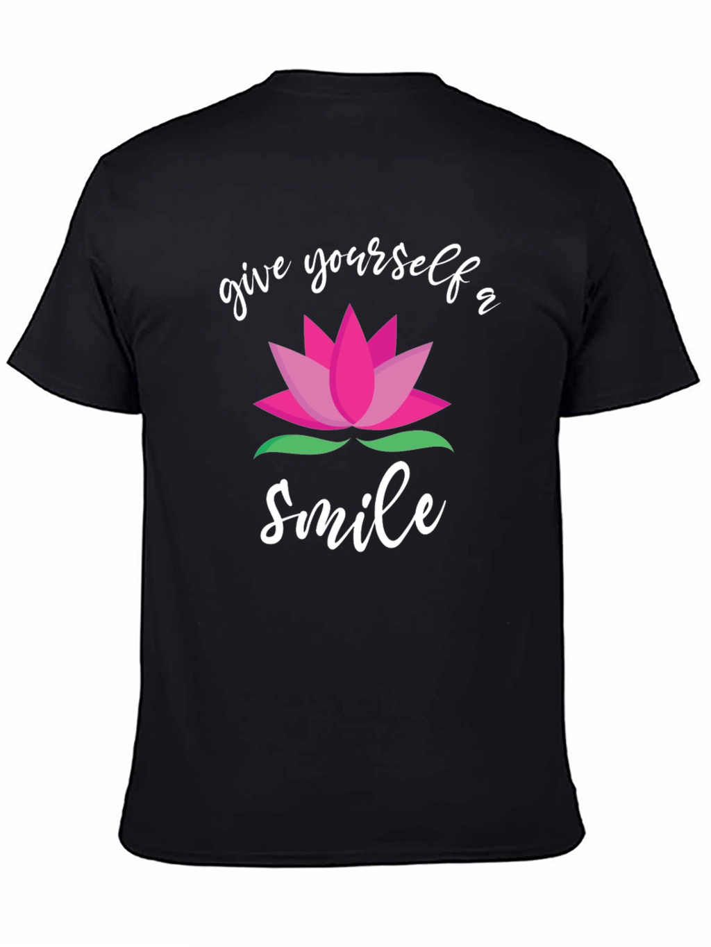 Give Yourself A Smile Lotus Graphic Black T-Shirt