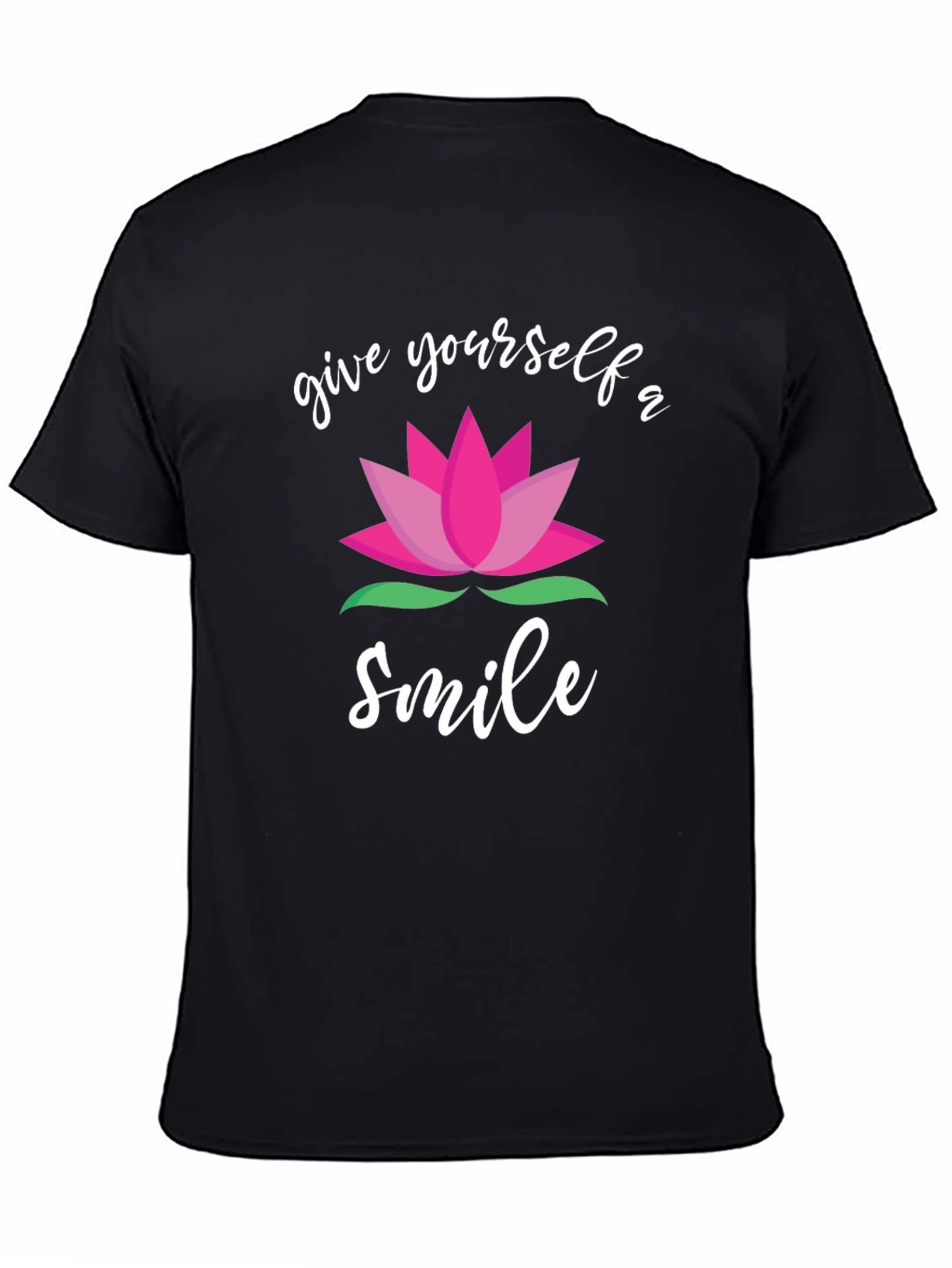Give Yourself A Smile Lotus Graphic Black T-Shirt