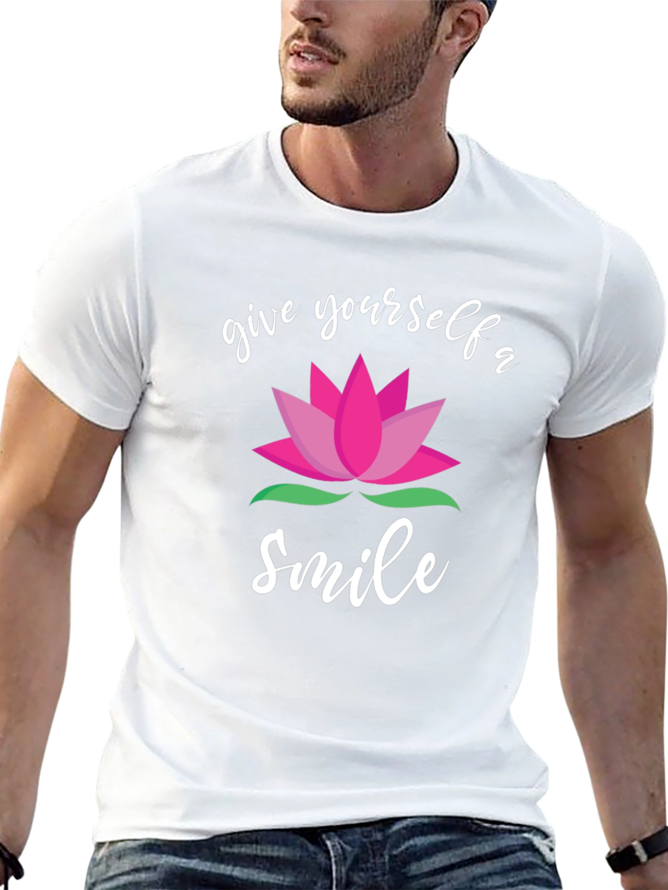 Give Yourself A Smile Lotus Graphic Black T-Shirt