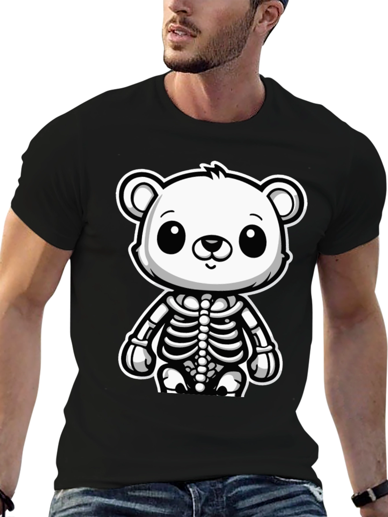 Bear Skeleton Black T-Shirt - Cute & Spooky