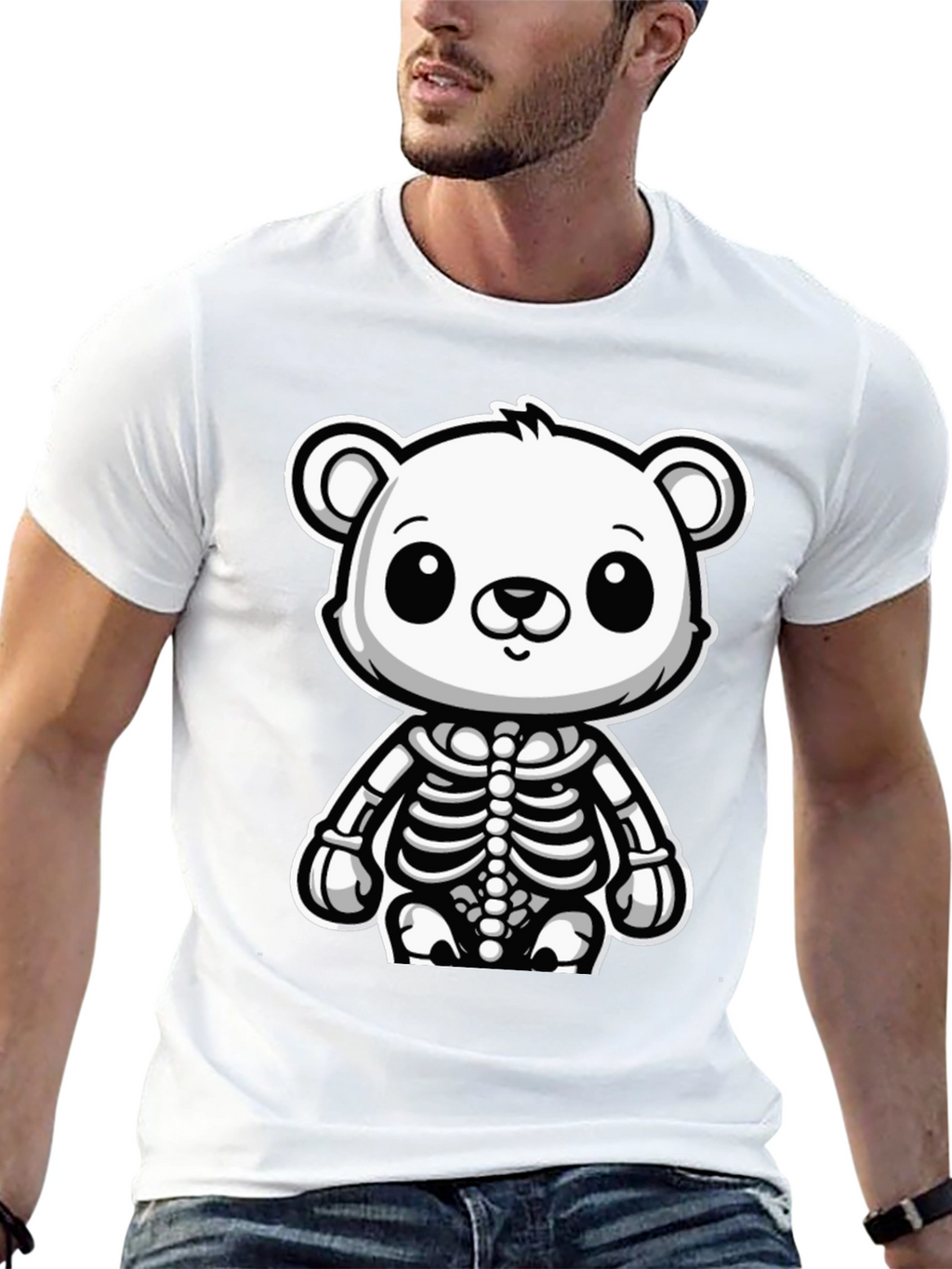 Bear Skeleton Black T-Shirt - Cute & Spooky
