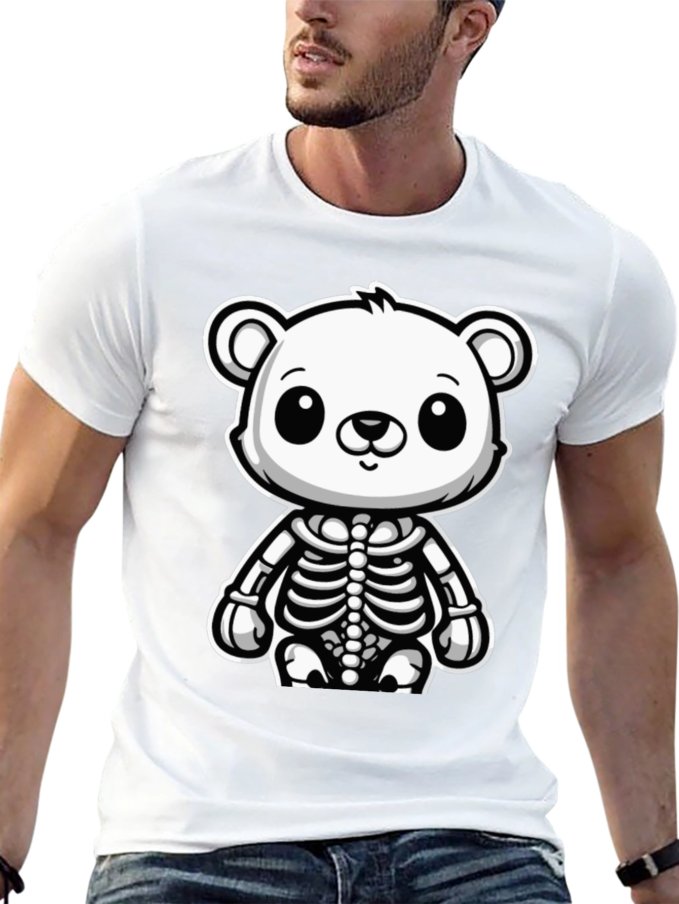 Bear Skeleton Black T-Shirt - Cute & Spooky