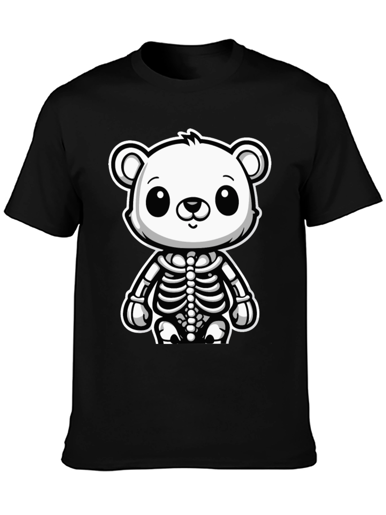 Bear Skeleton Black T-Shirt - Cute & Spooky