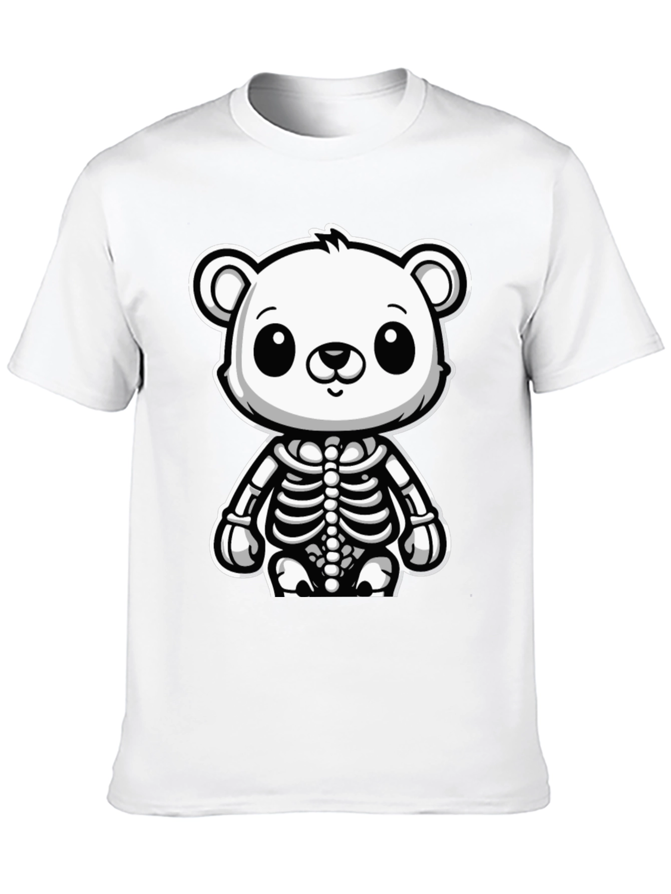 Bear Skeleton Black T-Shirt - Cute & Spooky