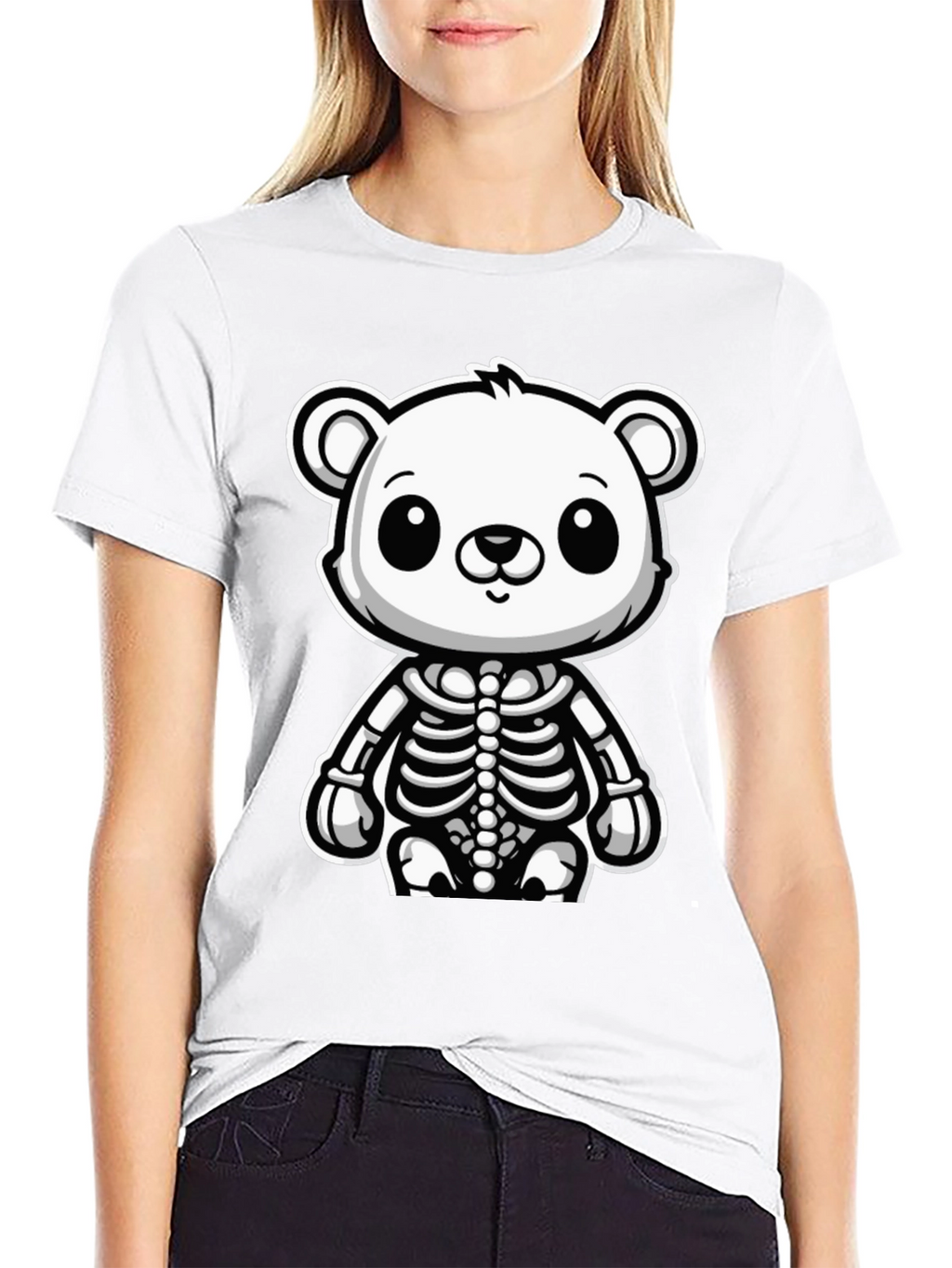 Bear Skeleton Black T-Shirt - Cute & Spooky