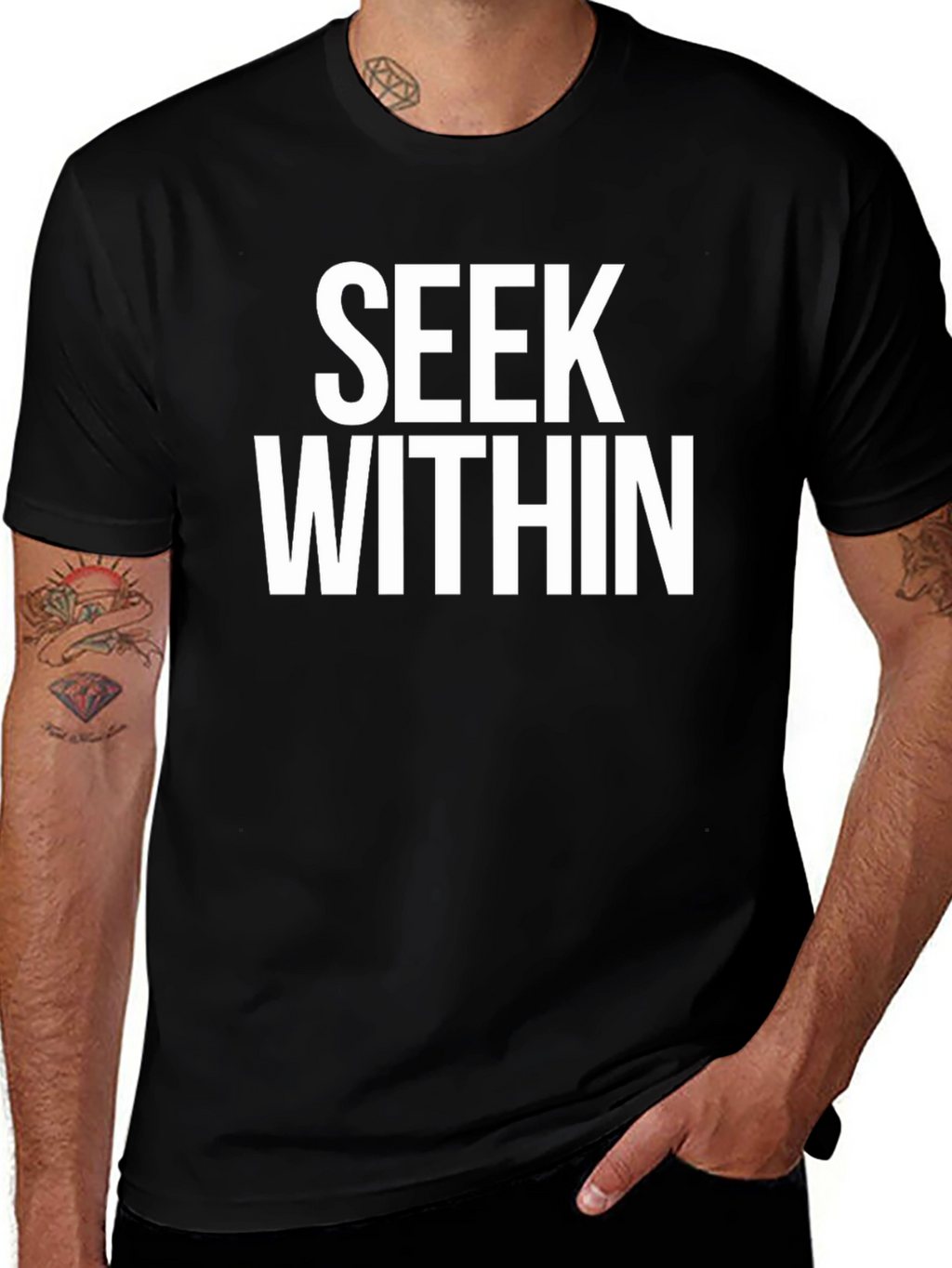 Seek Within Black Graphic T-Shirt