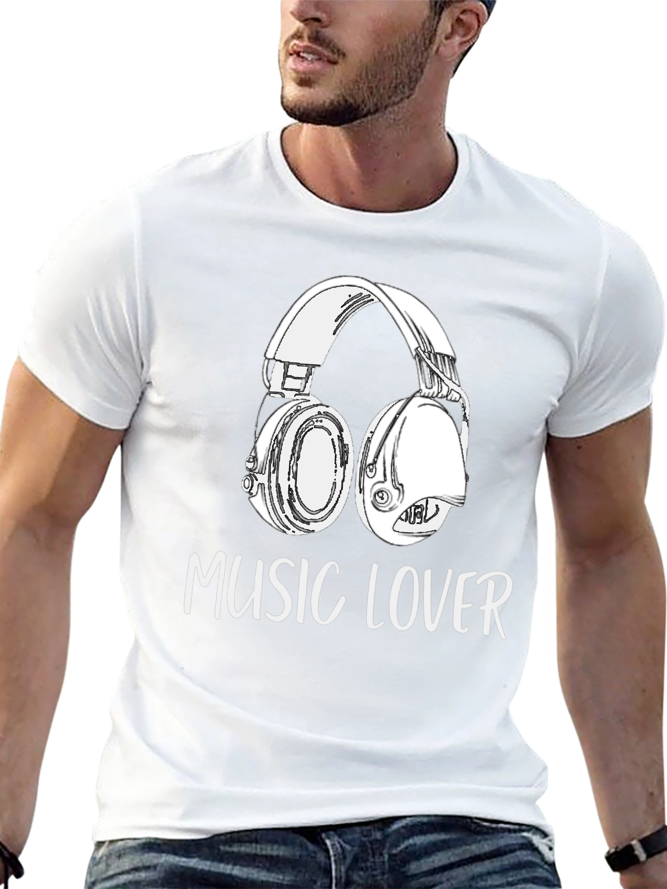 Music Lover Graphic Tee - Black Cotton Blend