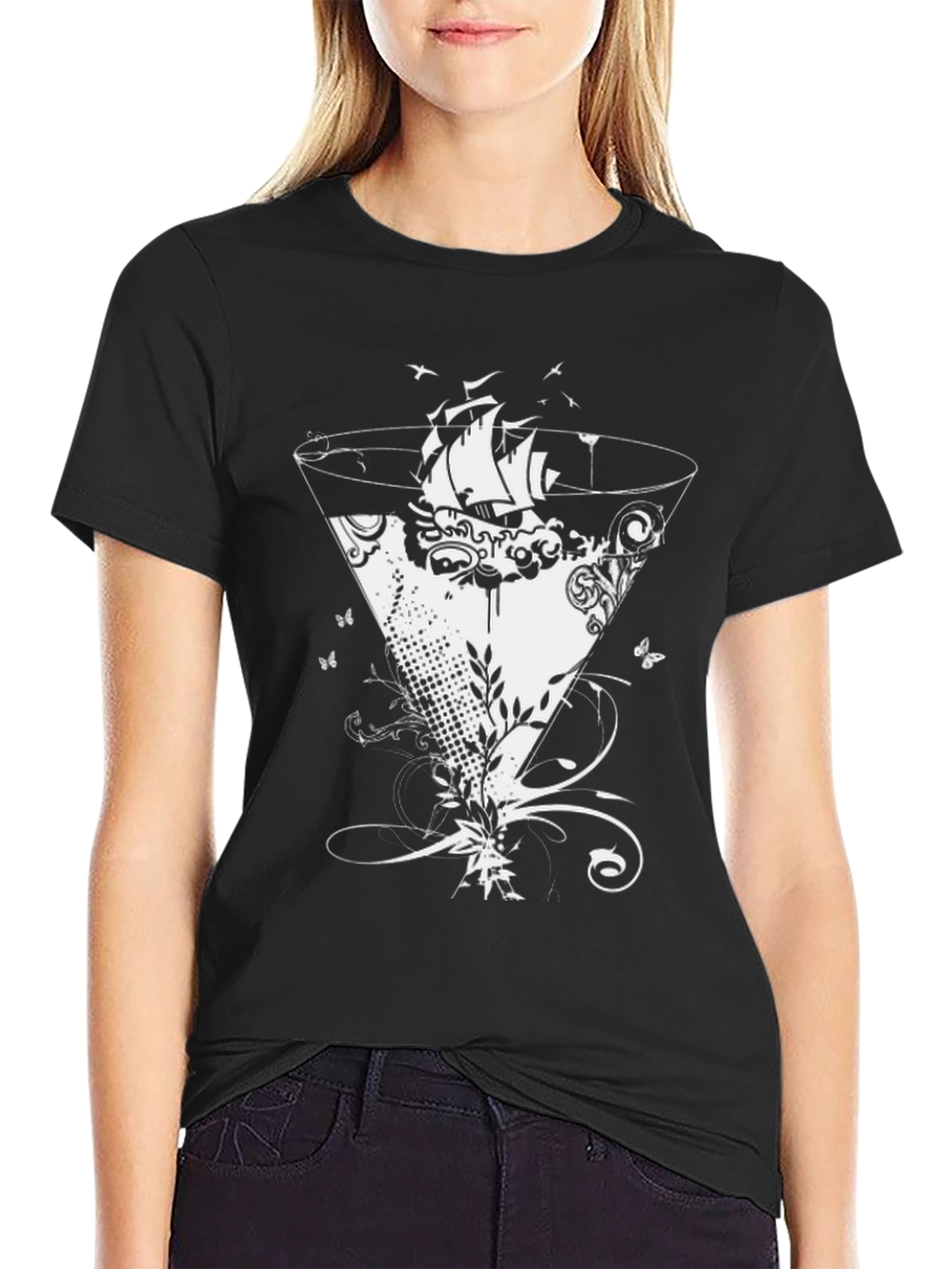 Nautical Cocktail Graphic Tee - Black