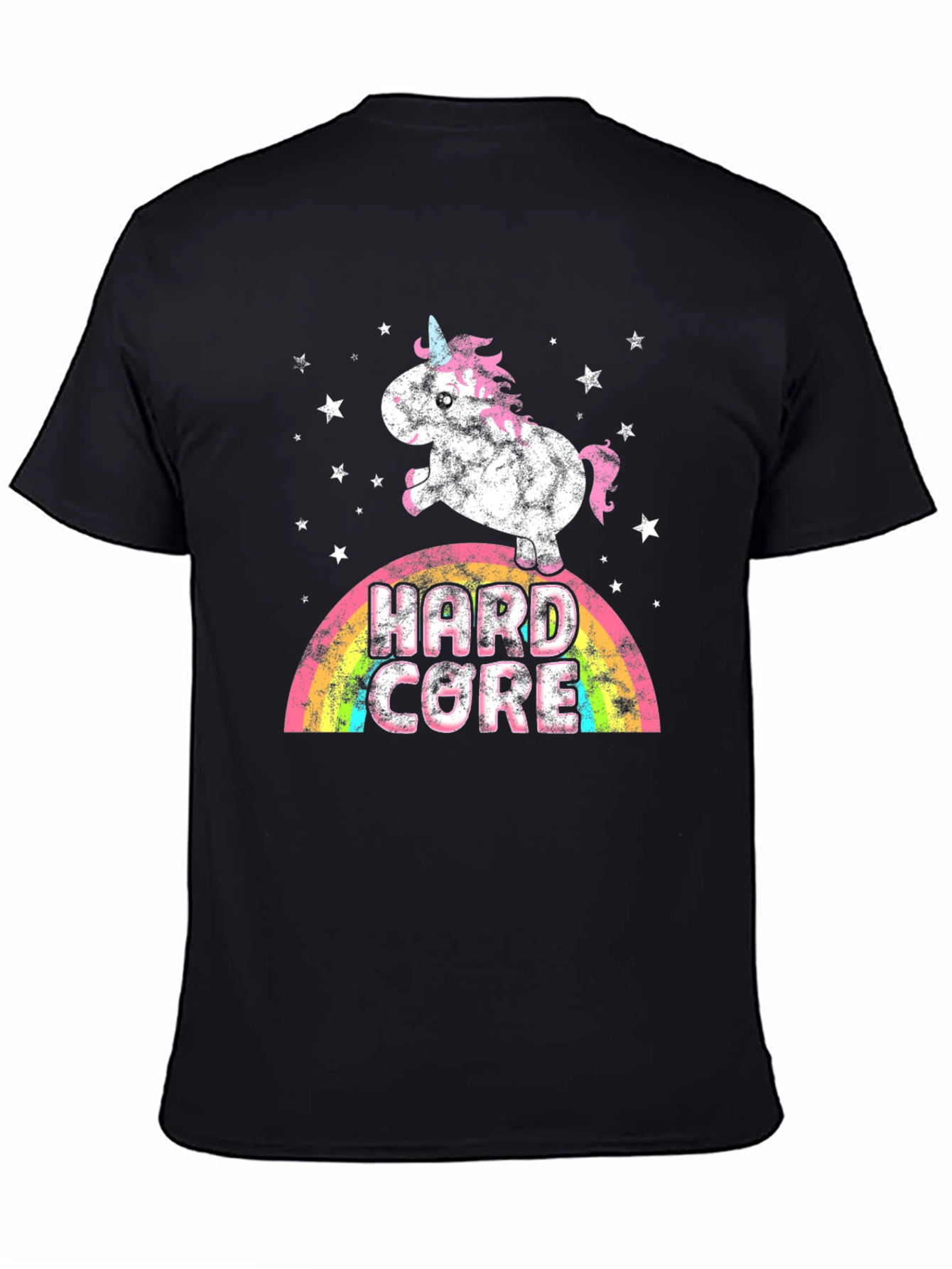 Hard Core Unicorn Rainbow Mens Graphic Tee