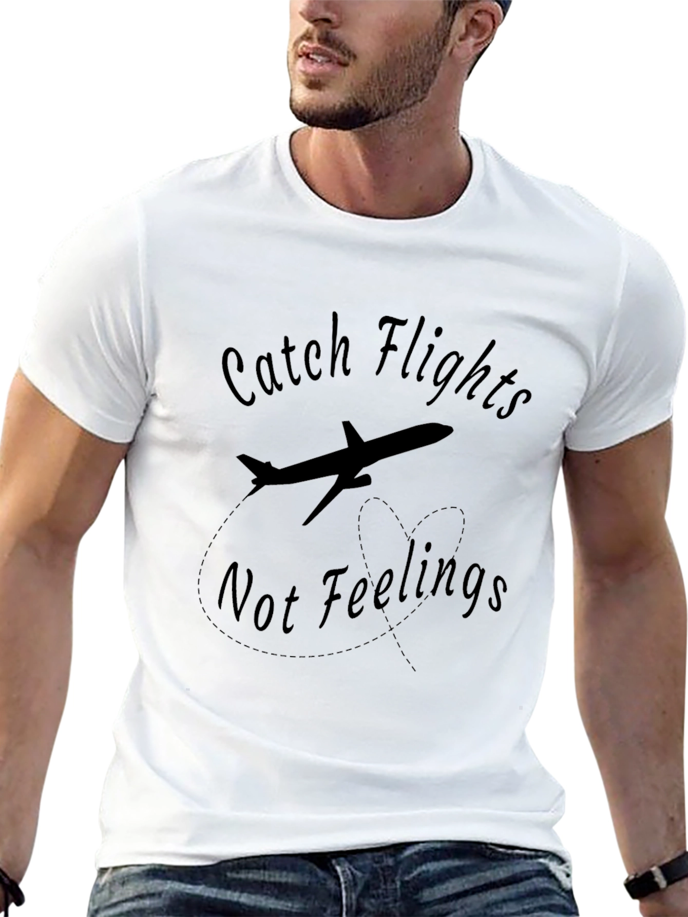 Catch Flights Not Feelings Black Tee