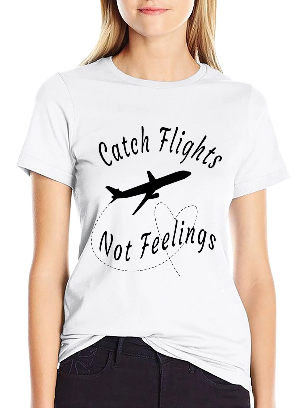 Catch Flights Not Feelings Black Tee