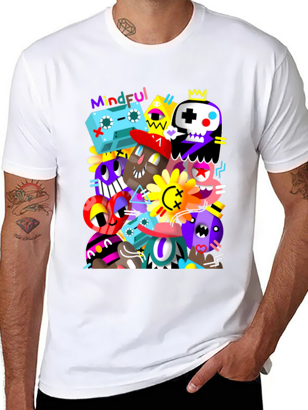 Mindful Doodle Art Black Graphic Tee