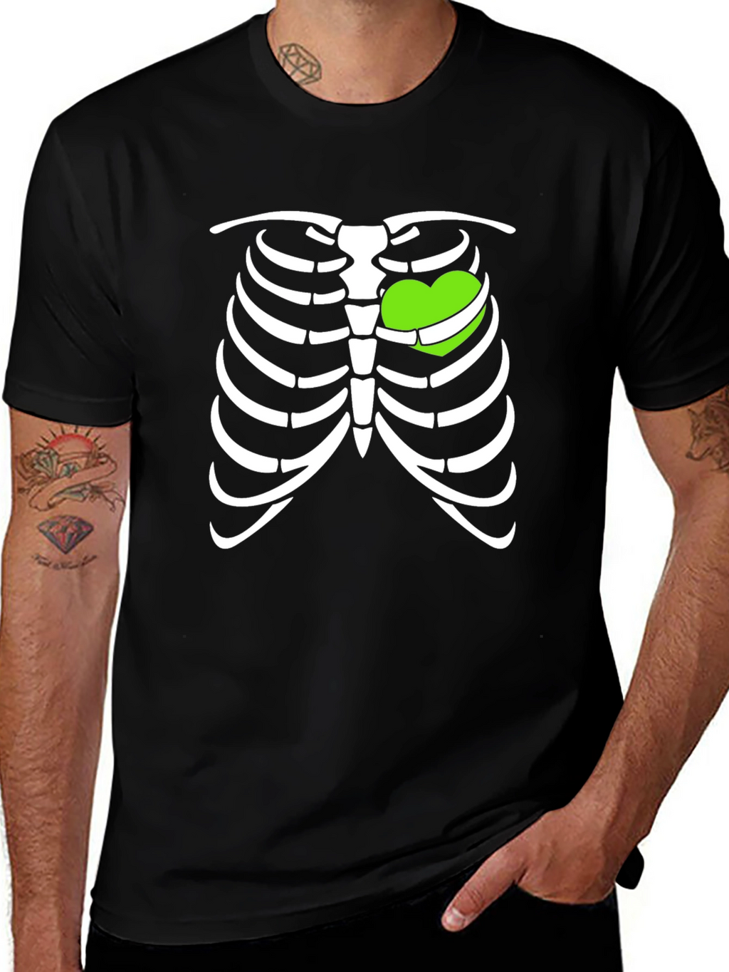 Heart Ribcage T-Shirt - Fun Halloween Tee