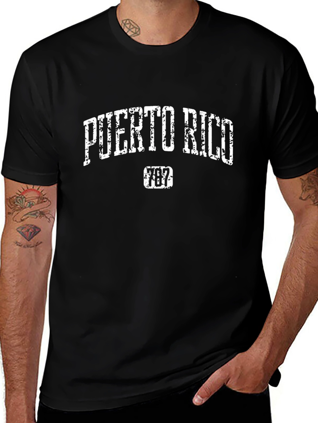 Puerto Rico 787 Black T-Shirt