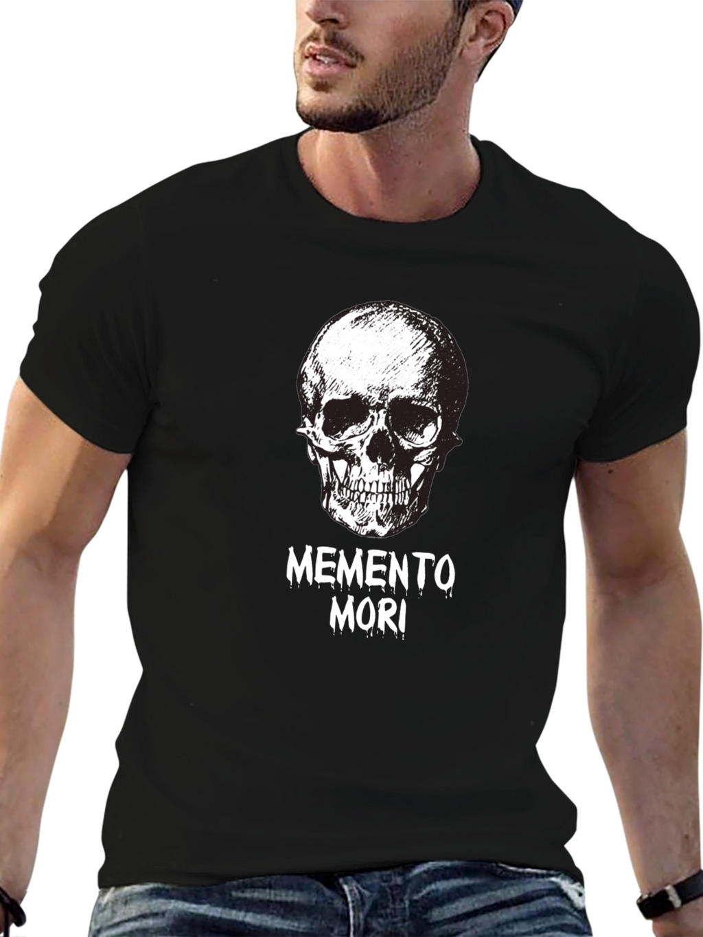 Memento Mori Skull Graphic Tee - Black