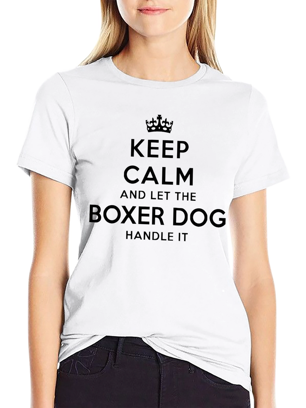 Keep Calm Boxer Dog Mens Black T-Shirt