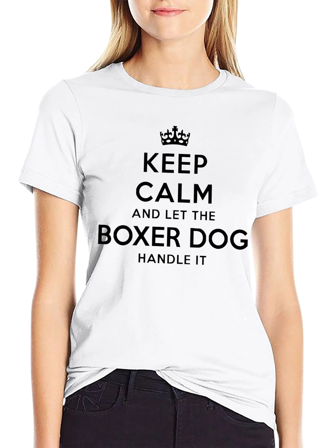 Keep Calm Boxer Dog Mens Black T-Shirt