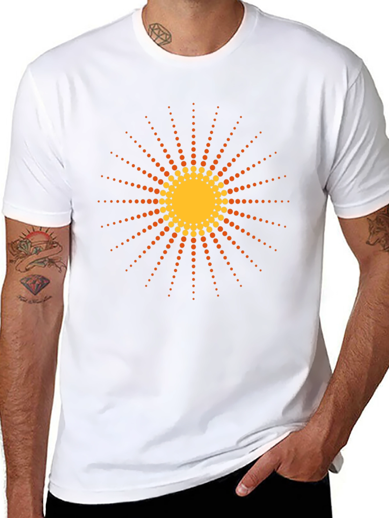 Black T-Shirt with Retro Sun Graphic