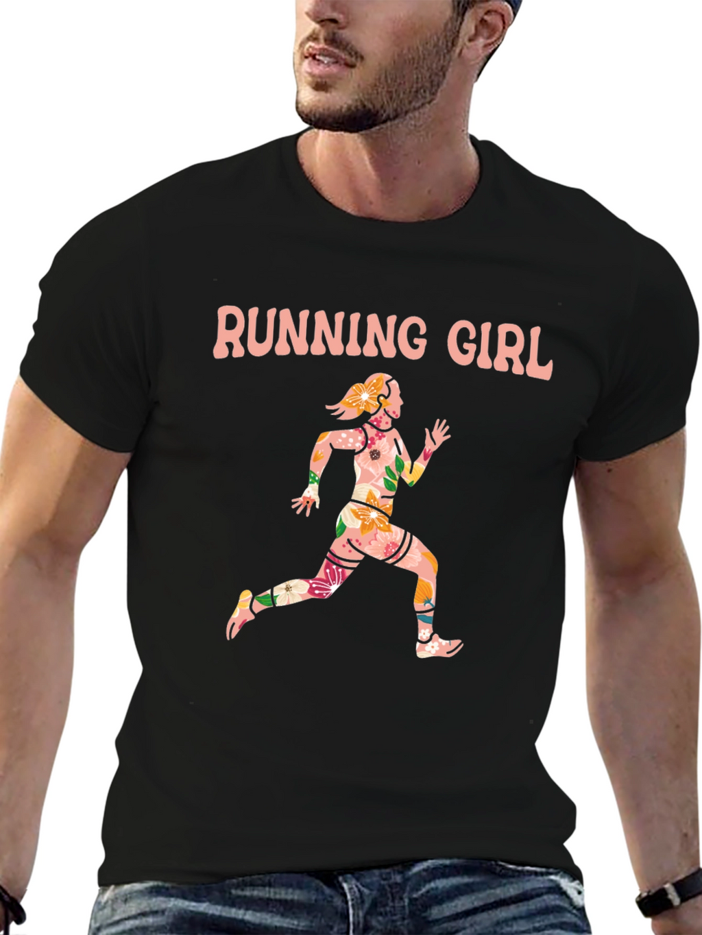 Running Girl Floral Graphic Tee