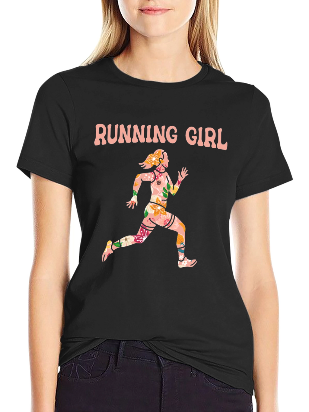 Running Girl Floral Graphic Tee