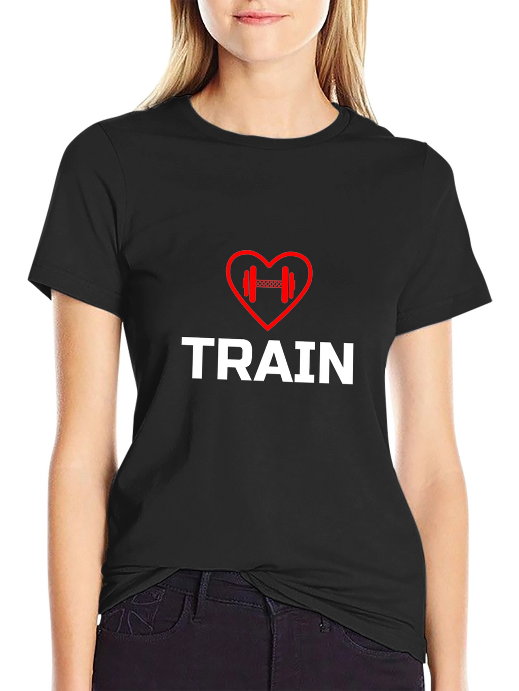 Train Heart Dumbbell T-Shirt - Workout Motivation
