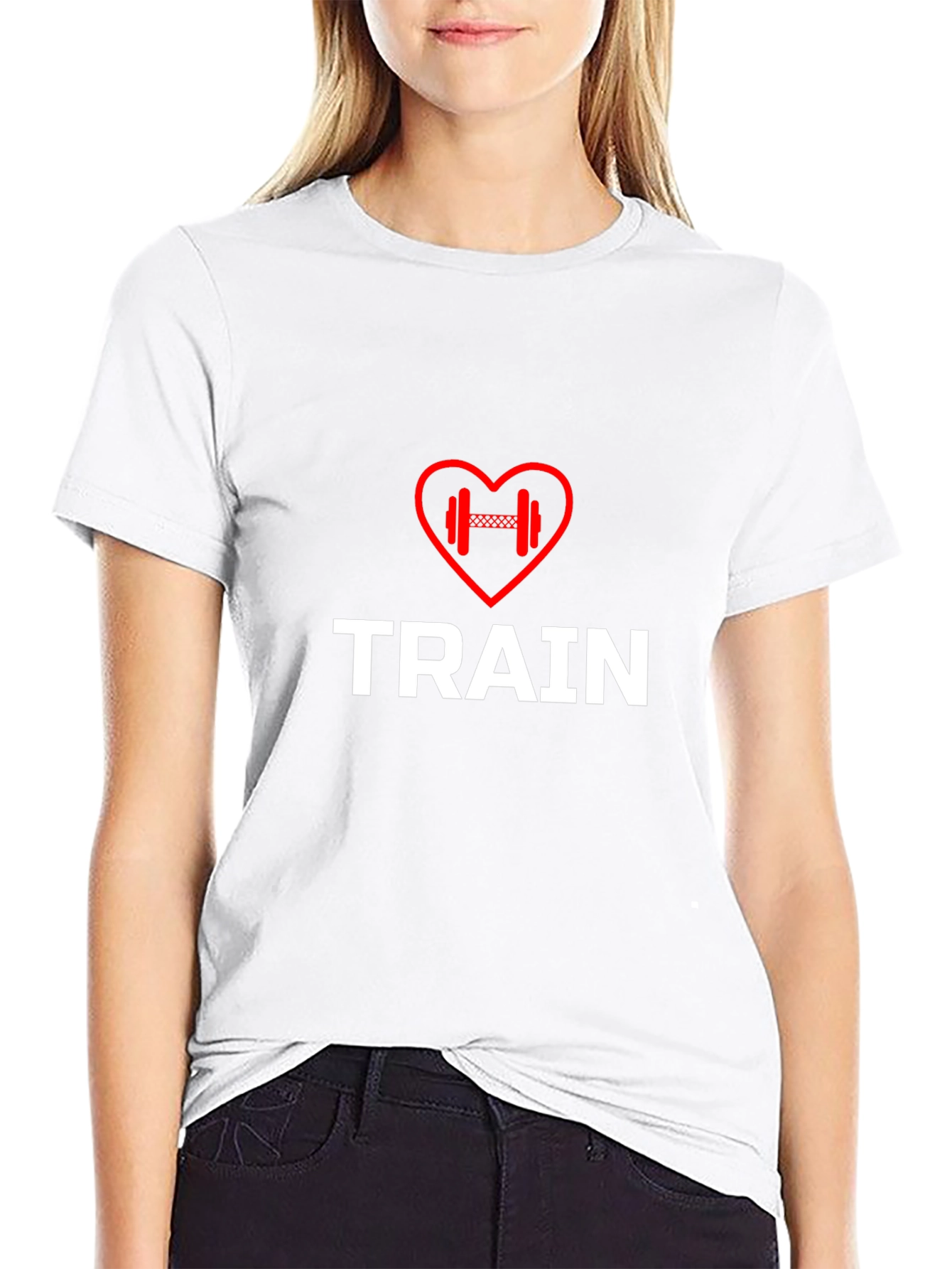 Train Heart Dumbbell T-Shirt - Workout Motivation