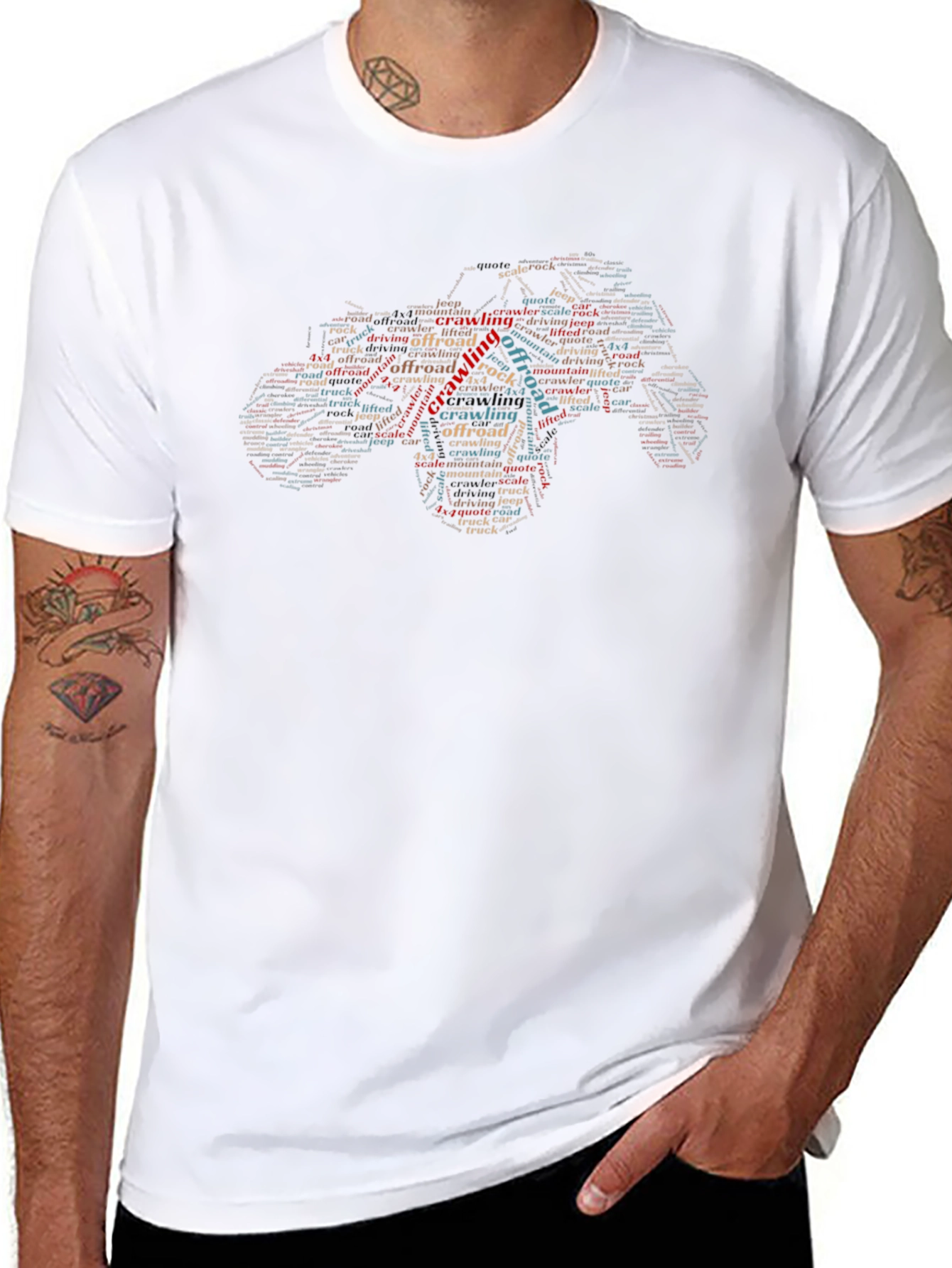 Off-Road Crawling Word Art Black T-Shirt
