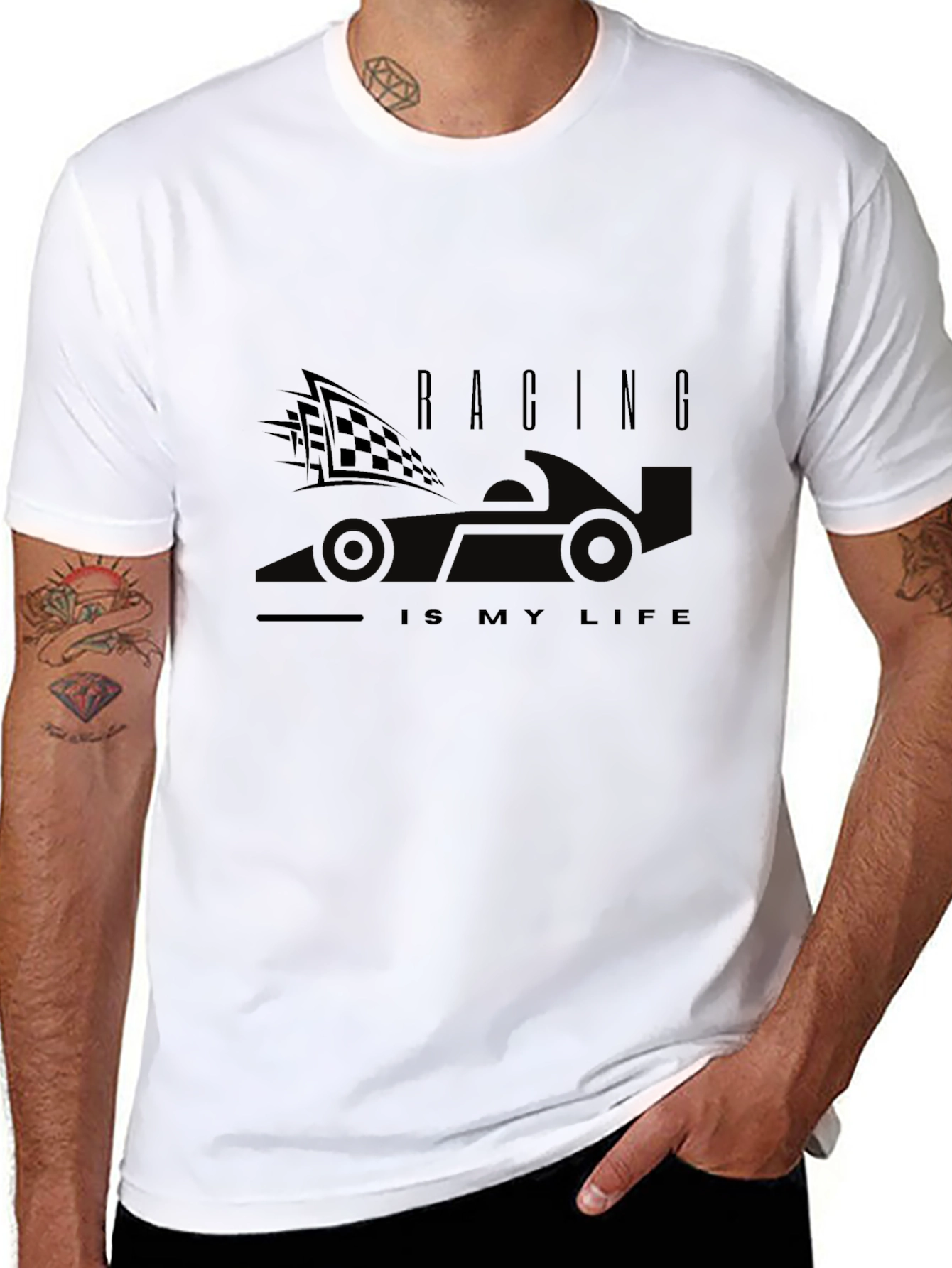 Racing Is My Life Black Graphic Tee