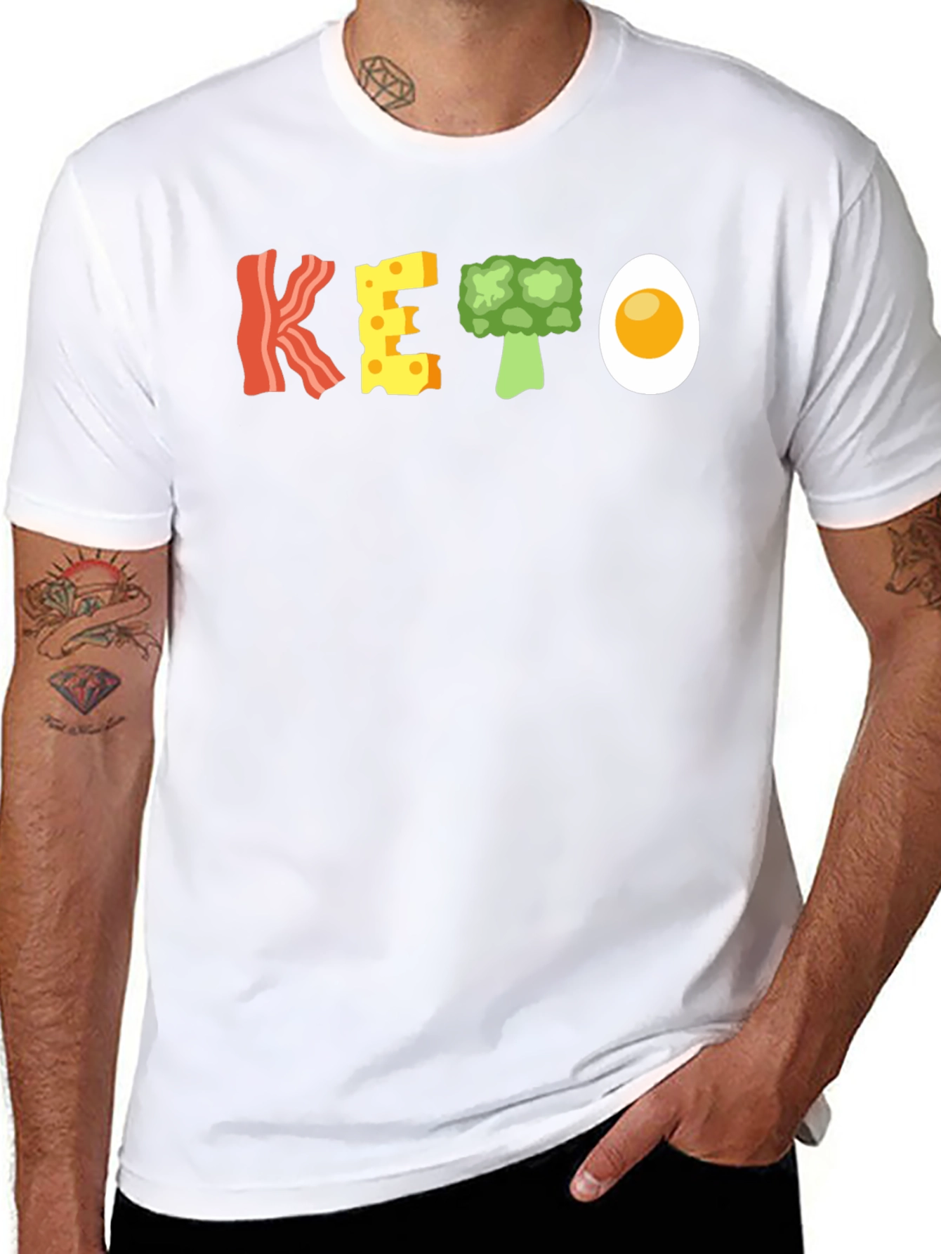Keto Food T-Shirt - Bacon Cheese Broccoli and Egg