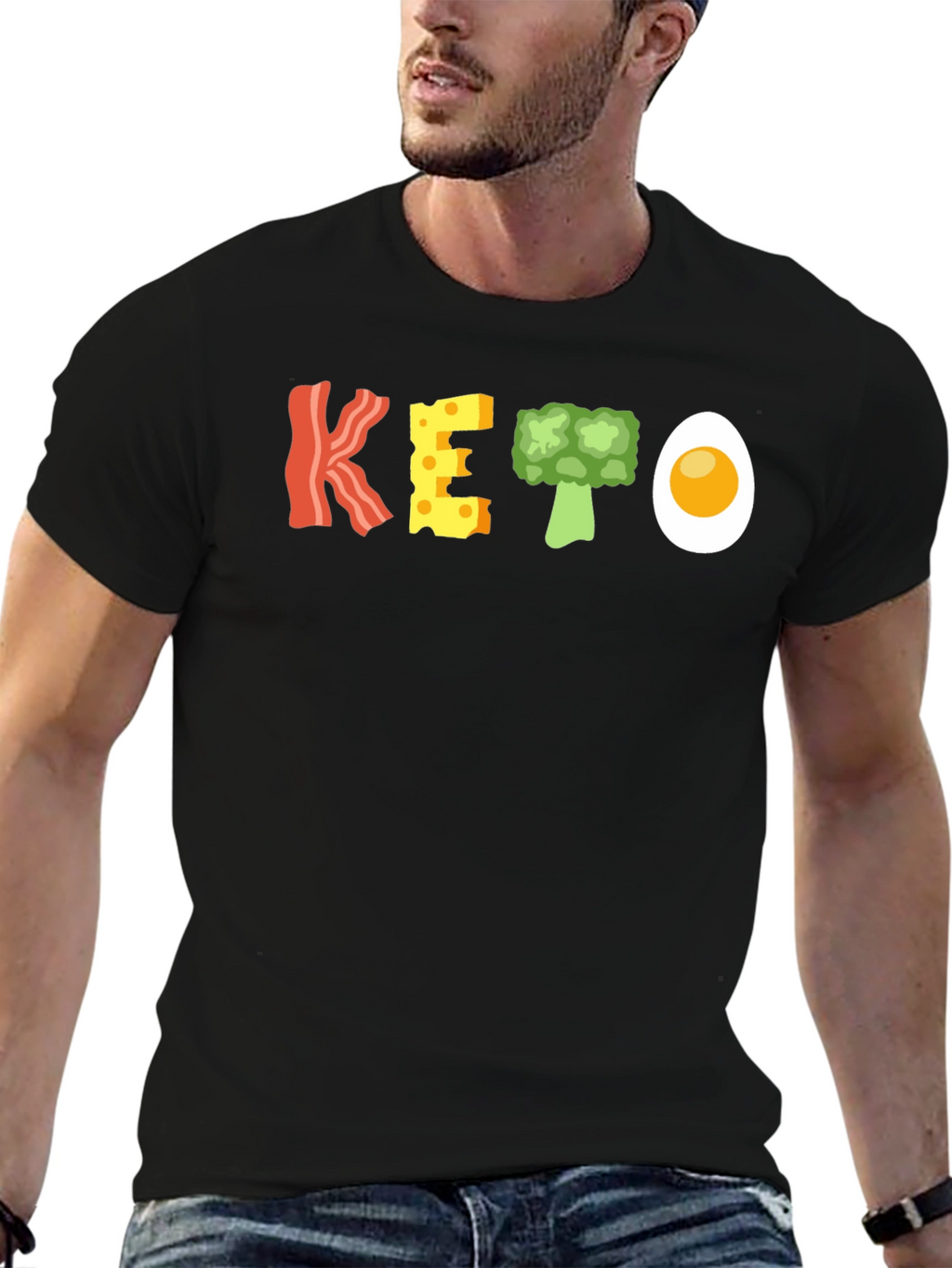 Keto Food T-Shirt - Bacon Cheese Broccoli and Egg