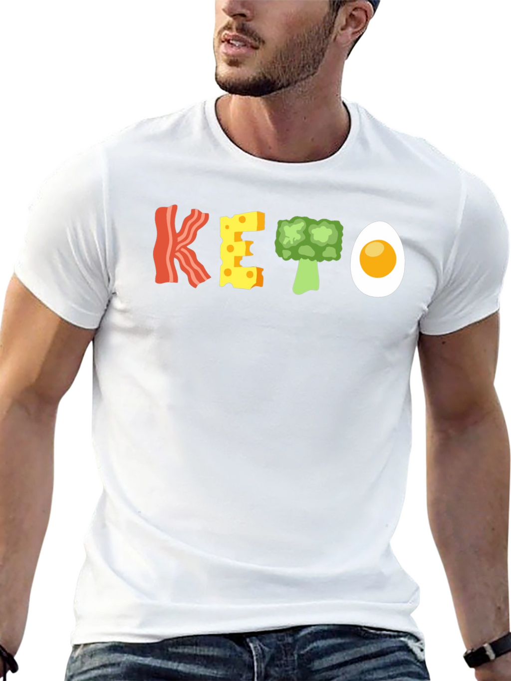Keto Food T-Shirt - Bacon Cheese Broccoli and Egg